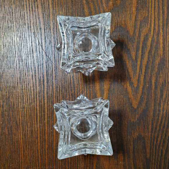 Michael C Fina 5th Avenue Taper Candle Holders Pair 24% Lead Crystal Set Lot 2" - Picture 8 of 9